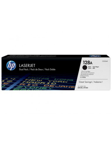 HP 128A Dual Pack - CE320AD - cartouche d'impression - 2 x noir - 2000 pages 